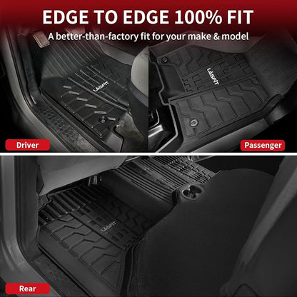 LASFIT Floor Mats 2013-2018 for Dodge Ram 1500/2500/3500 Crew Cab, 2019-2024 for Dodge Ram 1500 Classic Crew Cab 4 Full Size Doors All Weather TPE Custom Fit Car Mats Floor Liners 1st & 2nd Row, Black