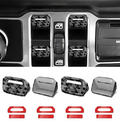 Eamplest Compatible with Jeep Wrangler JL JLU 2026 2025-2018&Gladiator JT 2020-2026 Interior Accessories Upgraded Window Switch Button Cover 4PCS (Black)