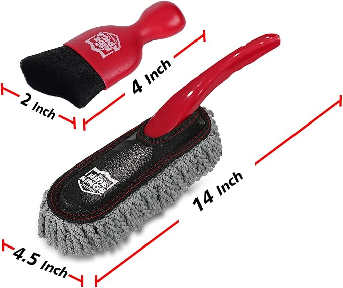 Car Detailing Kit, Interior Cleaning Brush & Microfiber Towel Set, Scratch Free Extra Soft Duster for Car Interior Exterior, Gifts for Men Women - 3 Packs - Red