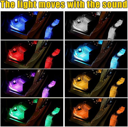 povtii Car Led Interior Lights, RBG 48 LED Multicolor Music Auto Interior Strip Light with APP Control, Waterproof Lighting Lamp Kit Under Dash with Charger, Car Accessories (Cigarette Lighter)
