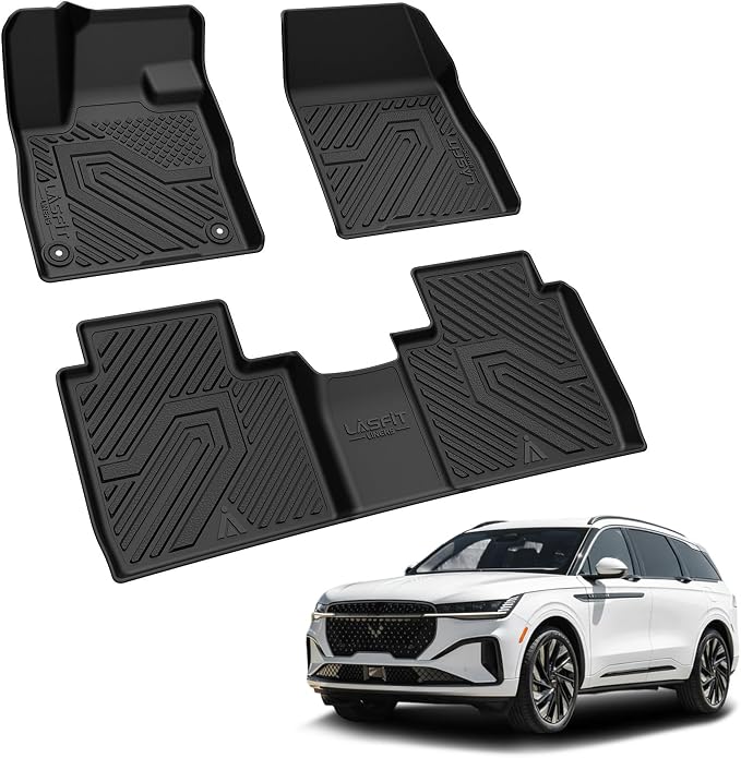 LASFIT Floor Mats for Lincoln Nautilus 2026 2025 2024, All Weather TPE Custom Fit Full Coverage Floor Mats for Cars, Refined Interior Protection, Front Rear Rows, Black