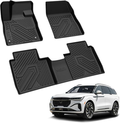LASFIT Floor Mats for Lincoln Nautilus 2026 2025 2024, All Weather TPE Custom Fit Full Coverage Floor Mats for Cars, Refined Interior Protection, Front Rear Rows, Black