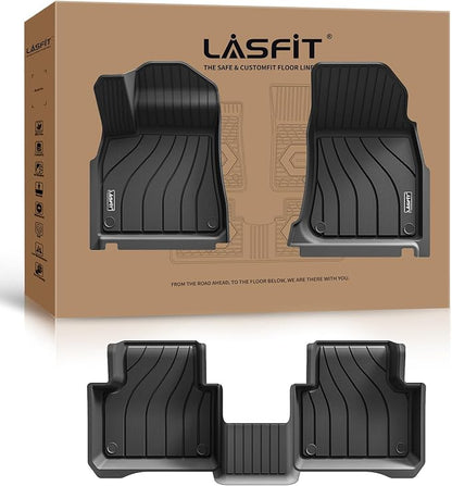 LASFIT Floor Mats for 2019-2026 Porsche Cayenne, 3D Laser-Measured Custom Fit All Weather TPE Floor Liners, Front & Rear Rows, Black