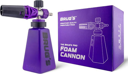 Brug's™ Pro Foam Cannon V2 - Professional Car Wash Foam Gun for Pressure Washer - Adjustable Spray Blaster, 1.1mm Orafice, Wide Neck Bottle, 1/4" Quick Connector - Snow Foam Cannon