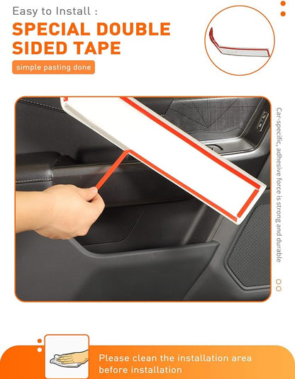 Savadicar Wood Grain Interior Accessories - Front Door Handles Trim Cover for Ford F150 (2021-present) - Premium Texture Interior Decor Upgrade Kit, 2-Piece Set
