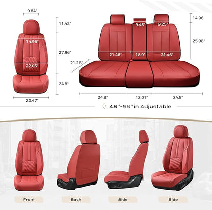 Coverado Car Seat Covers, Front Seat Covers for Cars, 2 Pack Waterproof Seat Cover with Lumbar Support, Leather Car Seat Protector, Breathable Seat Covers Car Seat Cushions Fit for Most Cars (Red)