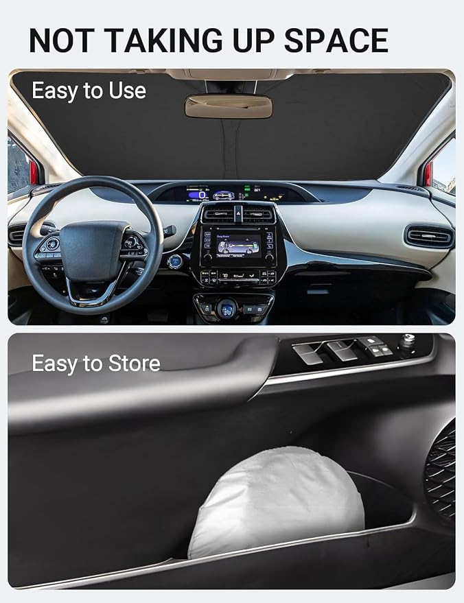 Proadsy 2026 Upgrade Windshield Sun Shade Custom Fit Toyota Prius 2016-2022 (NOT for Prius C or Prius V) 4-Layer Foldable Front Sunshade Protector Sun Visor Blocks UV Rays Keep Car Cooler