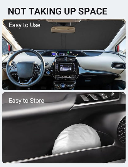 Proadsy 2026 Upgrade Windshield Sun Shade Custom Fit Toyota Prius 2016-2022 (NOT for Prius C or Prius V) 4-Layer Foldable Front Sunshade Protector Sun Visor Blocks UV Rays Keep Car Cooler