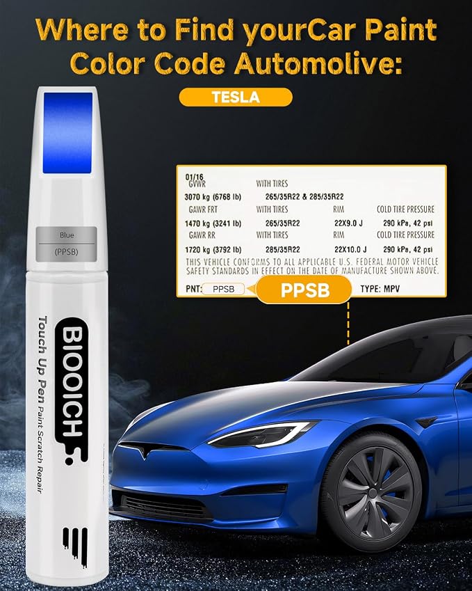 Touch Up Paint Pen Exact Color Match Car Chip and Scratch Repair (for Tesla, Deep Blue(PPSB))