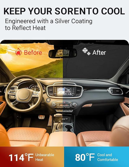 Proadsy 2026 Upgrade Front Windshield Sun Shade Foldable Sunshade Protector Custom Fit 2015-2020 Kia Sorento Accessories