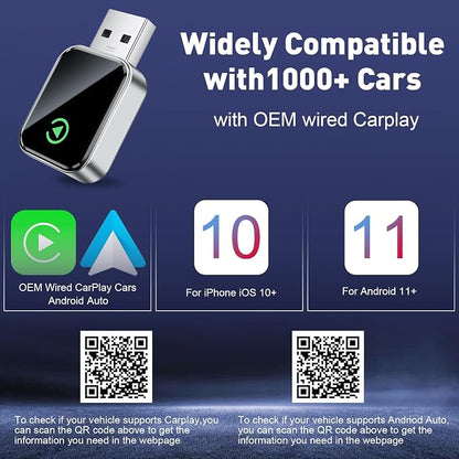 UANTIN Wireless CarPlay Adapter 2025 Upgrade Wired CarPlay to Wireless, Mini USB Design for Cars with Built-in Wired Apple Car Play Plug and Play Easy Use Fast Stable Connection for iPhone