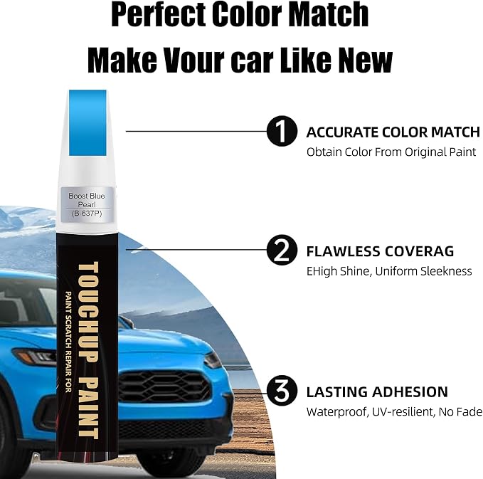 Boost Blue Pearl(B-637P) Car Paint Touch Up Pen Compatible with Honda,2-In-1 Color Accurate Touch Up Car Scratch Repair Paint Match Honda Series Automotive Scratch Remover for Nicks & Chips Repair