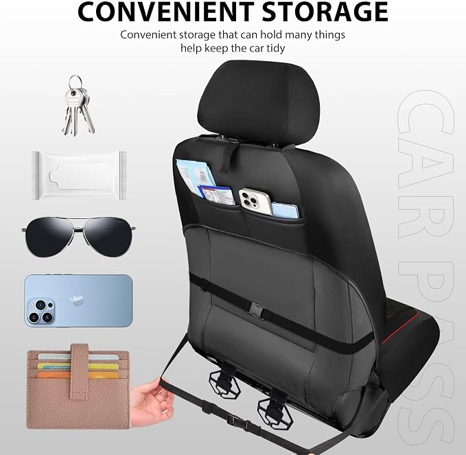 CAR PASS Thick Foam 3D Air Mesh Leather Car Seat Covers Front Seats Only, Breathable Premuim Leather Two Front Seat Cover, Airbag Compatible Universal Fit for 95% Sedan Van Truck SUV,Black and Red