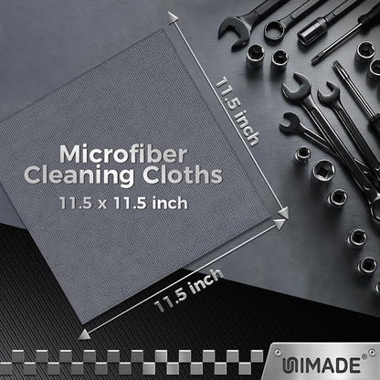 UNIMADE Microfiber Cleaning Cloth, 400 Pack Microfiber Towels for Cars Commercial Grade Work Rags Bulk Detailing Cloth for Automotive Bar Mechanic Restaurant Garage Housekeeping, 11.5"x 11.5", Grey