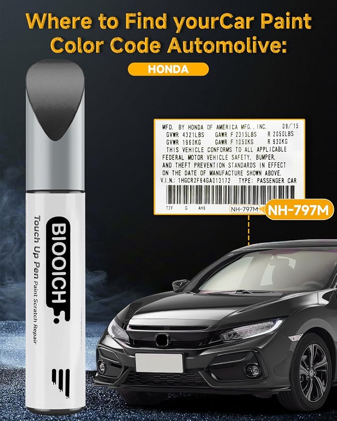 Touch Up Paint Pen Exact Color Match Car Chip and Scratch Repair (for Honda, Modern Steel Metallic(NH-797M))