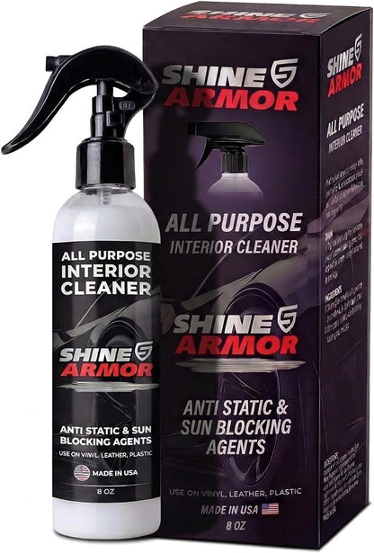 SHINE ARMOR Car Interior Cleaner & Protectant - Interior Detailer Spray with UV Defense, Streak-Free Car Cleaning Spray for Dashboard, Leather, Vinyl, Plastic & Rubber - Trucks, SUVs & RVs - 8 fl oz