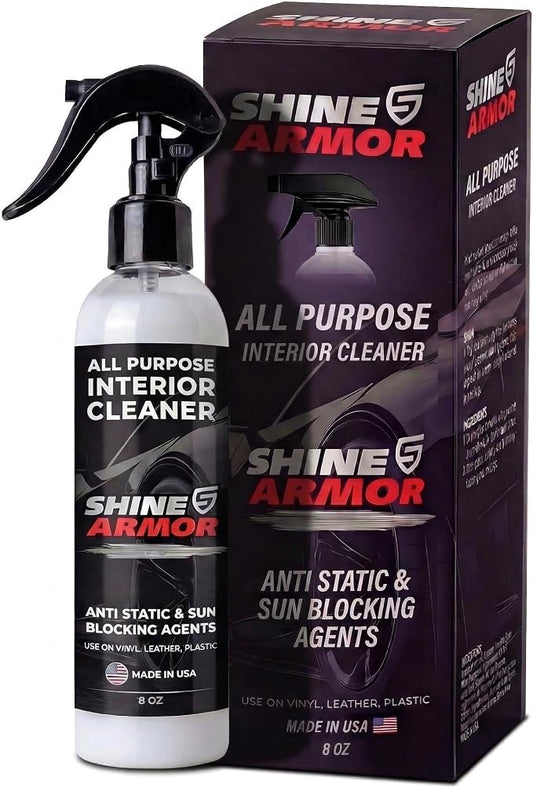 SHINE ARMOR Car Interior Cleaner & Protectant - Interior Detailer Spray with UV Defense, Streak-Free Car Cleaning Spray for Dashboard, Leather, Vinyl, Plastic & Rubber - Trucks, SUVs & RVs - 8 fl oz