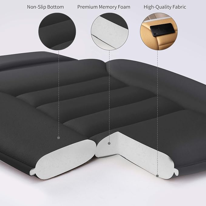 Lofty Aim Premium Car Seat Cushion, Driver Cushion with Comfort Memory Foam & Non-Slip Rubber Bottom, Car Seat Pad Works with 95% of Vehicles and Office Chair or Home (Black)