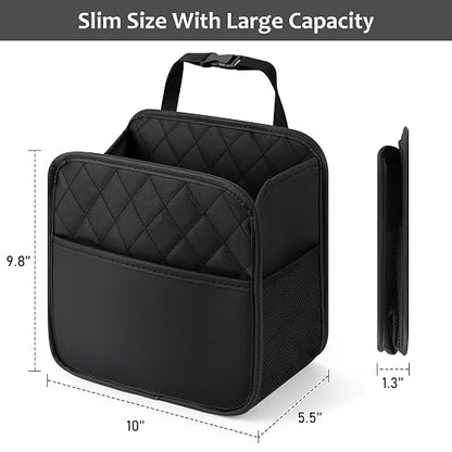 Accmor Car Trash Can, Small Garbage Bag for Car with Support Plate, Hanging Auto Organizer Storage Pockets Portable Automotive Garbage Bin with 60 Pcs Trash Bags, Vehicle Dustbin for SUV Truck Van