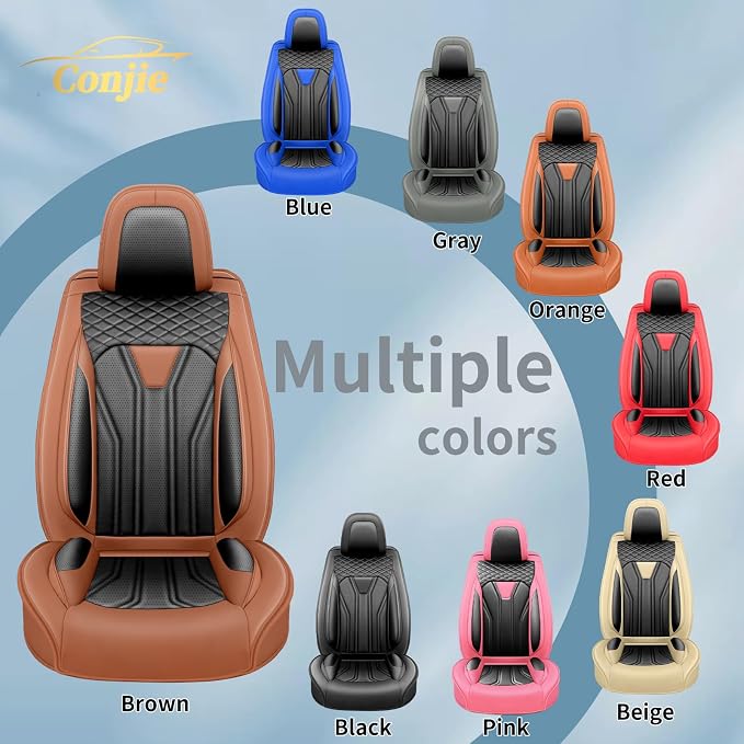 Fit Compass Car Seat Covers for Jeep Compass 2007-2025 2026 -Full Set Premium Leather, Waterproof & Breathable，All-Weather Seat Cushion Protecto & Airbag Compatible, 5 Seats Brown & Black