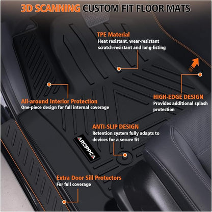 Floor Mats for 2019-2025 Chevy Silverado/GMC Sierra 1500 Crew Cab, 2020-2025 Chevrolet Silverado/GMC Sierra 2500HD/3500HD Crew Cab with Rear Under-Seat Storage, Floor Liners for Silverado Accessories