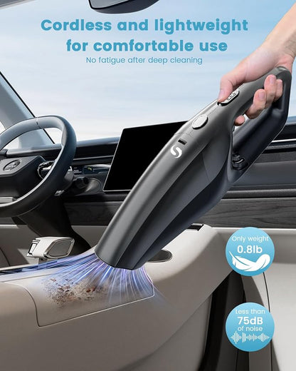 Handheld Vacuum Cordless Car Vacuum Cleaner Portable Rechargeable and Mini with Powerful Suction Includes Washable HEPA Filter and Lightweight for Car Home Office and Pet Hair