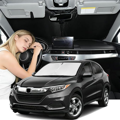 Windshield Sunshade for Honda HR-V 2016-2022 Sun Shade Car Windshield Accessories Upgrade 4 Layers Blocks UV Rays Custom Fit HRV Car Window Shades Front Windshield Keep Cool Foldable