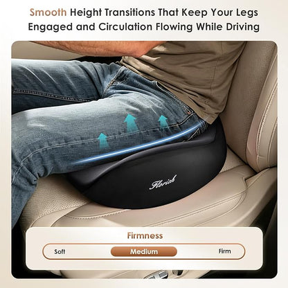 FLORICH Upgrade Large Car Seat Cushion for Long Sitting, Ergonomic Memory Foam Driving Seat Cushion for Back & Sciatica Pain Relief, Non-Slip Washable Seat Cushion for Car, Driver, Office-Black