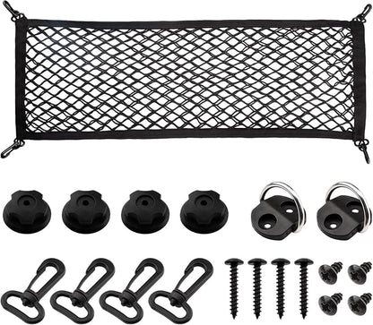 Cargo Net for SUV Trunk Net Organizer 35.4 x 11.8 inches, Elastic Heavy Duty Storage Mesh Net with Hooks Double-Layer Car Rear Cargo Net for Sedan, Vehicle