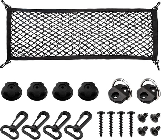Cargo Net for SUV Trunk Net Organizer 35.4 x 11.8 inches, Elastic Heavy Duty Storage Mesh Net with Hooks Double-Layer Car Rear Cargo Net for Sedan, Vehicle