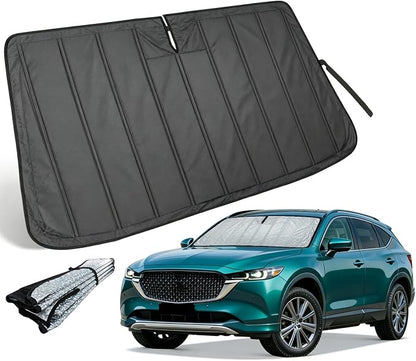 Thickened Windshield Sun Shade for Mazda CX-5 2017-2026 | Accordion Front Window Sunshade Aluminum Reflective UV Protection Shield, Foldable Sun Visor with Storage Bag Car Accessories