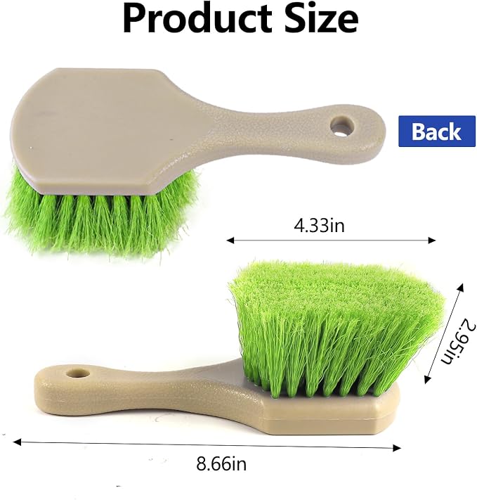 Hovom Car Wash Brush for Tire & Wheel Rim, Soft Bristle Wheel Cleaning Brushes, Short Handle Tire Cleaner Brush Releases Dirt and Road Grime, Universal Car Cleaning Supplies (Green)