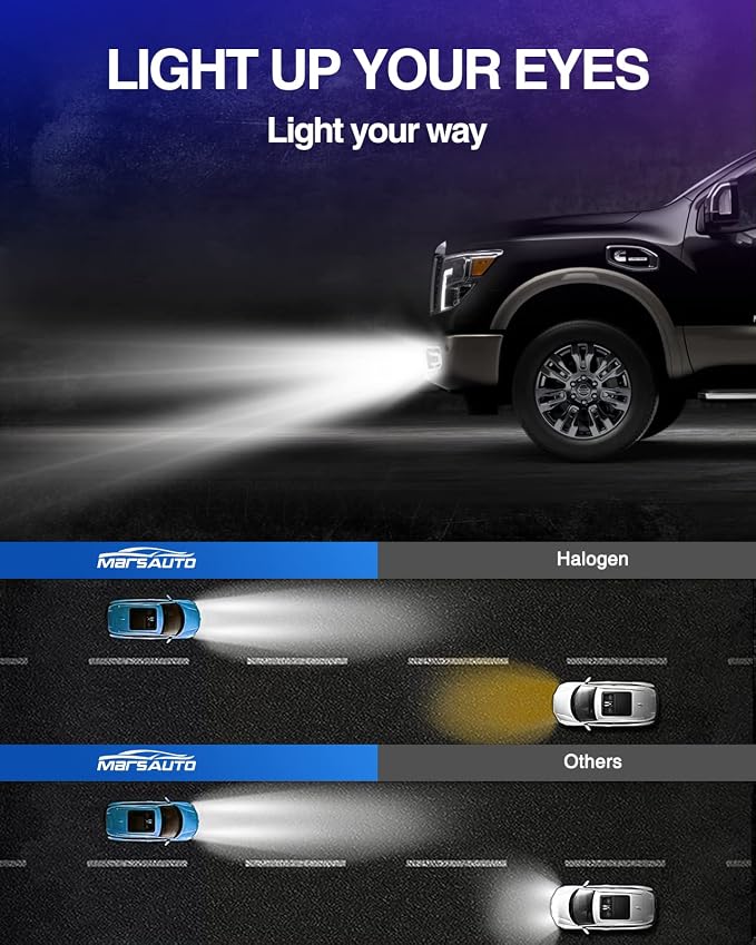 Marsauto H10 9145 LED Fog Light Bulb 9140 LED Fog Lamps Super Bright CSP Chips 6000K Cool White Play and Plug, 360-degree Illumination, Non-polarity, Powersports Accessory Light Kits