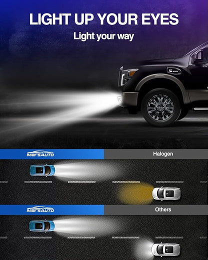 Marsauto H10 9145 LED Fog Light Bulb 9140 LED Fog Lamps Super Bright CSP Chips 6000K Cool White Play and Plug, 360-degree Illumination, Non-polarity, Powersports Accessory Light Kits