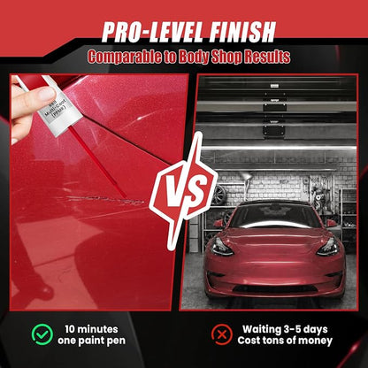 Touch Up Paint for Cars (Red Multi-Coat PPMR), Compatible with Tesla Model Y/3/X/S, 0.4 fl oz Color Accurate 2-in-1 Car Paint Scratch Repair Pen, Easy to Use, Fast-Drying, Long-Lasting