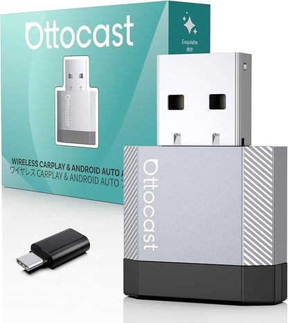 OTTOCAST Mini Nova Wireless CarPlay Adapter Convert Wired to Wireless CarPlay Fast Auto Connect, Plug & Play 2 in 1 Mini Dongle for Factory Wired CarPlay/Android Auto Cars