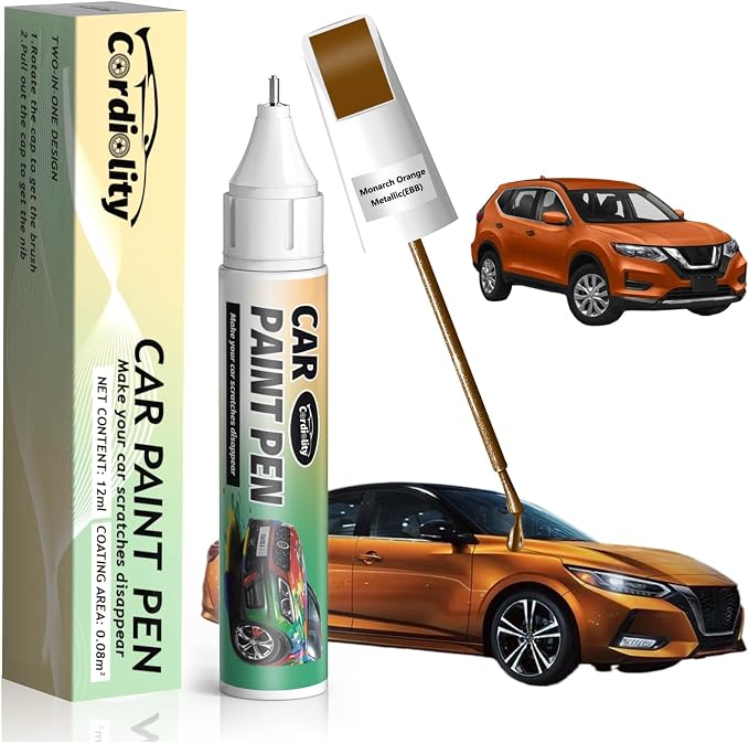 EBB Monarch Orange Metallic Touch Up Paint for Nissan, Color Accurate Car Paint Scratch Repair Pen, Quick & Easy Fix Automotive Chips and Nicks