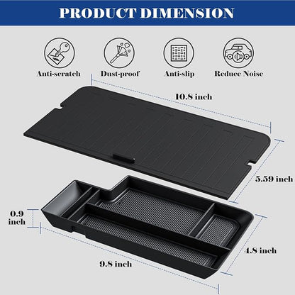 Center Console Organizer Cover for Ford F150 Accessories 2021-2024 2025 & Lightning XLT 2022 2023 2024 Middle Console Secret Pocket Lid Interior Hidden Storage Compartment Tray with USB Holes, 2PCS