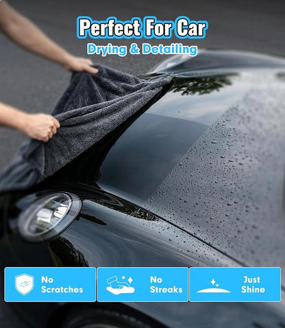 2-Pack 1300 GSM Car Drying Towels – Microfiber Towels for Cars (36" x 28"), Ultra-Absorbent, Streak-Free, Scratch-Free, No Water Spots, Double-Twist Pile & Edgeless Design