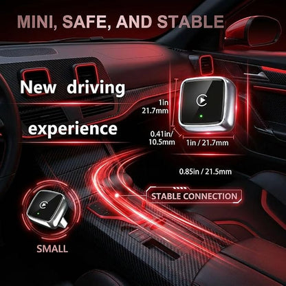 Mini Wireless CarPlay Adapter & Android Auto Adapter, Dual USB-A/Type-C Plug & Play, Ultra-Low Latency Fast Pairing, Compatible with 1500+ Cars & iPhone/Android