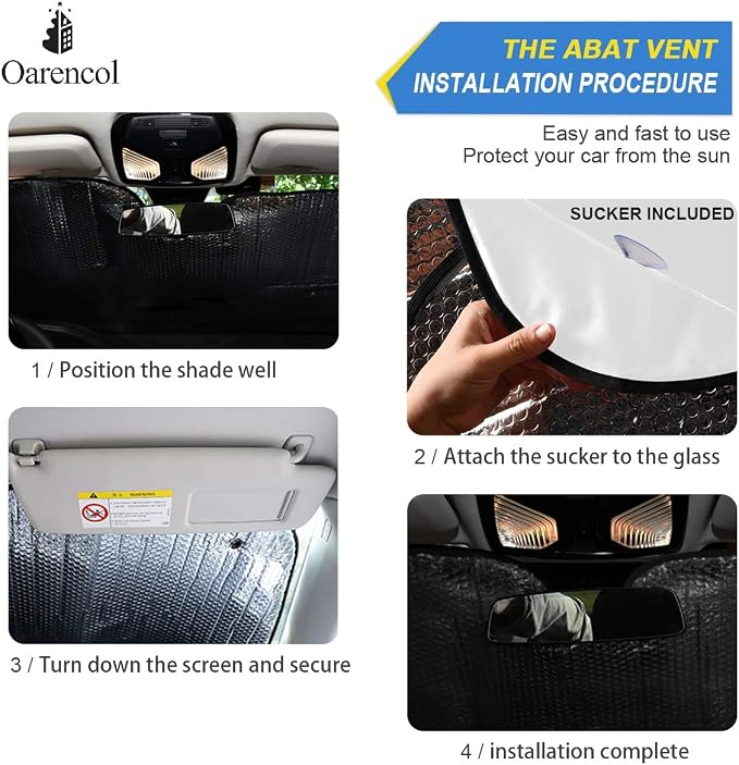 Funny Cat Car Windshield Sun Shade Cute Animal Foldable UV Ray Sun Visor Protector Sunshade to Keep Your Vehicle Cool (55" x 27.6")