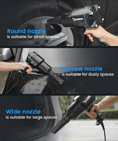 Air Cannon Car Dryer Blower -1300W Filtered Car Blower for Drying, 22000FPM / 90CFM Air Dryers, Blowers & Blades for Car Detailing, Washing, Cord 5M/16.4Ft Blower for Boat RV Motorcycle