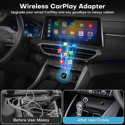2026 Upgraded Wireless CarPlay Adapter for iPhone＆Android, Mini Wired to Wireless Adapter for CarPlay ＆Android Auto, Plug and Play, Stable Connection & No Latency