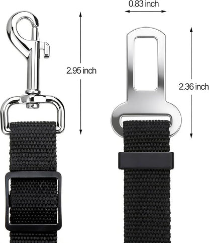 Elisel 2 Packs Adjustable Length Pet Dog Cat car seat Belt Pet seat Belt Pet Accessories for Dogs Cats and Pets (Blue Black)