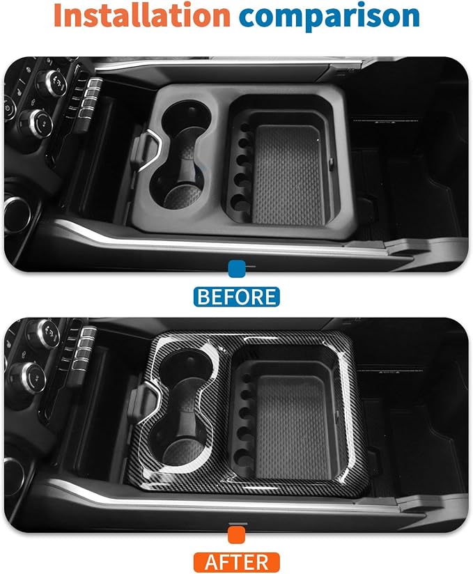 JeCar 3pcs Carbon Fiber Interior Trim Kit for 2019-2024+ Dodge Ram 1500 2500 3500 Interior Accessories