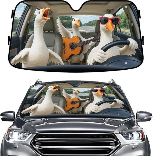 GENANY Silly Goose Windshield Sun Shade for Car SUV Truck (55x30 Inches), Front Window Visor for Windows, Protector Blocks UV