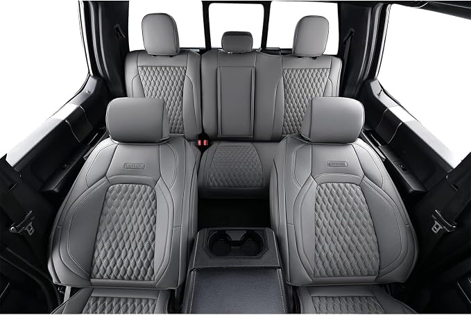 Coverado Gray Ford F150 Seat Covers Full Set, Car Seat Covers Waterproof Faux Leather Full Coverage Protector Pickup Truck Car Seat Cushion Cover Fit for 2015-2026 Ford F150, 2017-2026 F250 F350 F450