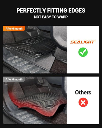 SEALIGHT All Weather Floor Mats for 2019-2026 Chevy Silverado GMC Sierra 1500 Accessories / 2020-2026 Sierra 2500 HD/3500 HD Crew Cab, Non-Slip TPE, Odorless, Easy to Clean, Waterproof, Custom Fit