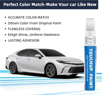 Wind Chill Pearl Tricoat(089) Touch Up Paint for Toyota 2-in-1 Car Scratch Repair Pen for Rock Chips, Door Scratches & Paint Nicks Exact Color Match Quick Dry DIY Fix for RAV4 Camry Corolla