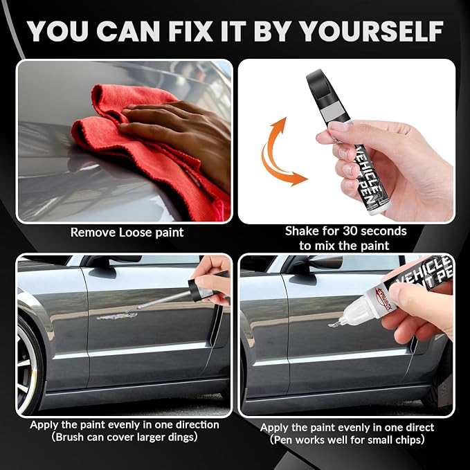 Silver Touch Up Paint for Cars, Professional Automotive Paint Scratch Repair, Lasting Auto Scratch Remover, Color Accurate, Quick Drying, Easy to Use, Safe and Waterproof, Versatile Use